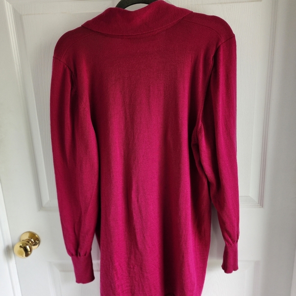 Jaeger Red Long Sleeve Top with Scarf Detail - Picture 2 of 6